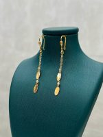 گوشواره طلا 18 عیار آویز بیضی کد 716 - تصویر 2