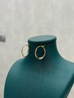 گوشواره طلا 18 عیار حلقه ای گوی دار کد 720