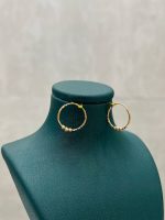 گوشواره طلا 18 عیار حلقه ای گوی دار کد 720 - تصویر 2